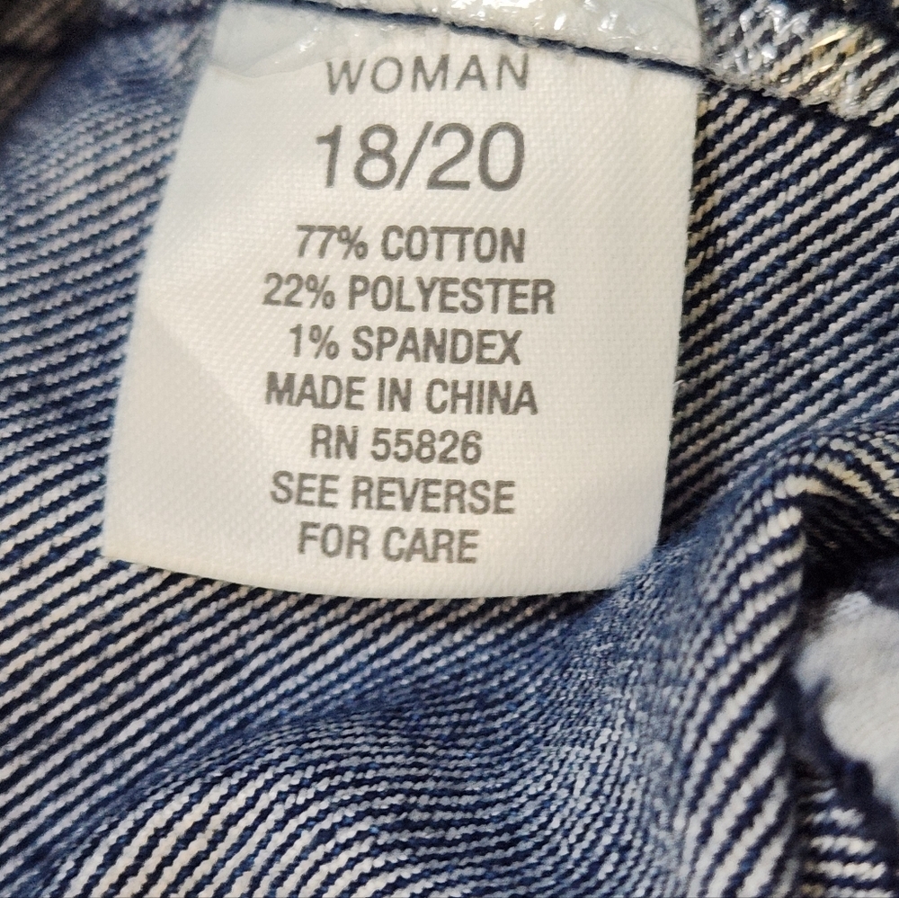 Roz & Ali Denim Boho Trucker Jean Jacket Embellished Metal Studs Pockets 18/20 - Picture 5 of 9